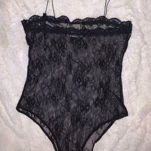 Black lace body suit